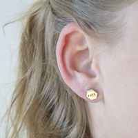 FUCK YEAH HEXAGON STUD EARRINGS