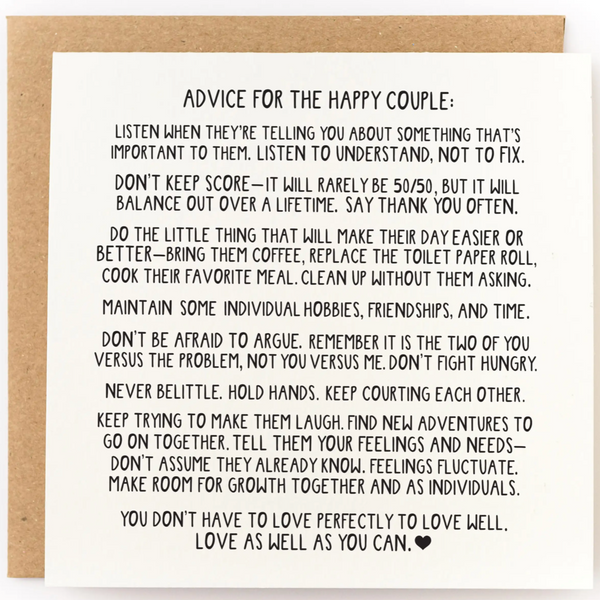 Advice For The Happy Couple Card