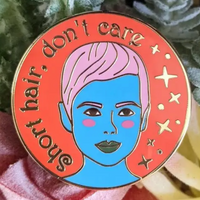 PIXIE SHORT HAIR DON'T CARE ENAMEL PIN