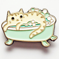 BATH TUB CAT ENAMEL PIN