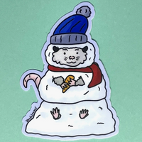 Opossum Snowman Sticker