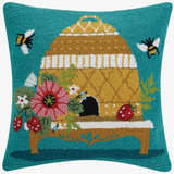 BEE HIVE WOOL HOOKED PILLOW