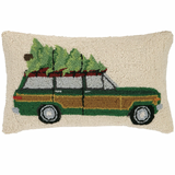 JEEP WOODY WITH TREE WOOL HOOKED PILLOW