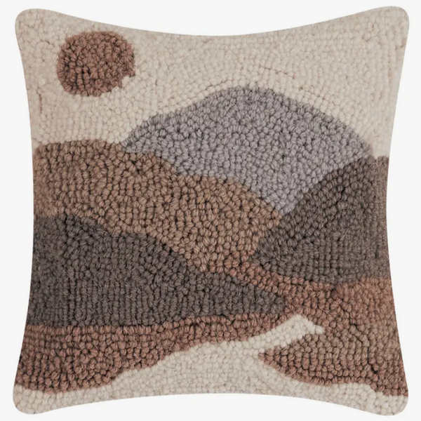 MOUNTAINS + RIVER WOOL HOOKED PILLOW