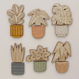 WOODEN HOUSEPLANT MAGNET PAIR - ALOCASIA POLLY