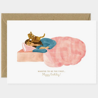 FIRST TO SAY HAPPY BIRTHDAY CAT CARD