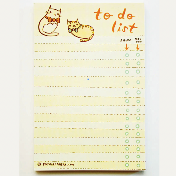BOW TIE KITTIES TO DO LIST NOTEPAD