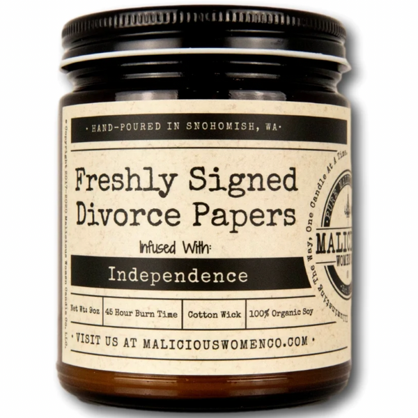 FRESHLY SIGNED DIVORCE PAPERS CANDLE