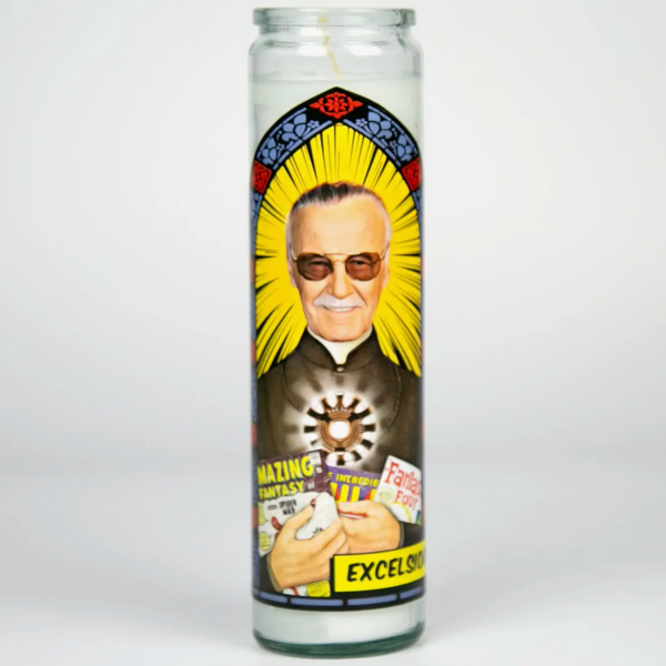 PATRON SAINT OF SUPER HEROES STAN LEE CANDLE