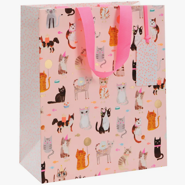 PINK PARTY CATS LARGE GIFT BAG