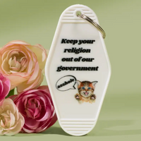MOTEL TAG KEYCHAIN - KEEP YOUR RELIGION OUT OF OUR GOVERNMENT
